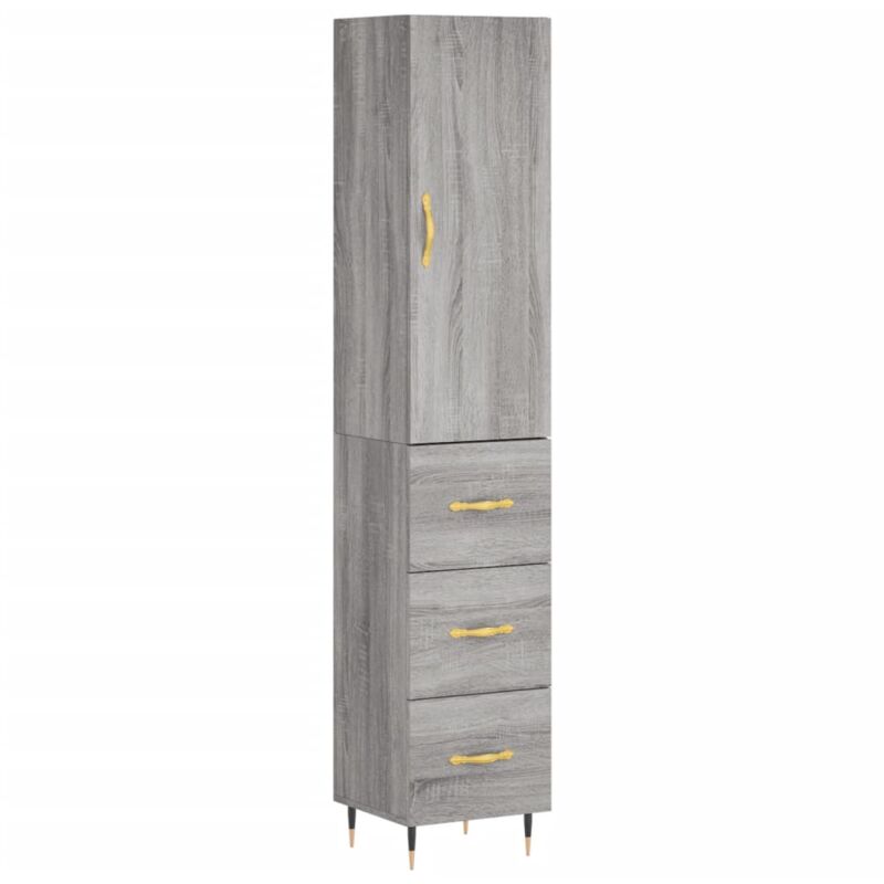 Credenza Grigio Sonoma 34,5x34x180 cm in Legno Multistrato Vidaxl Grigio