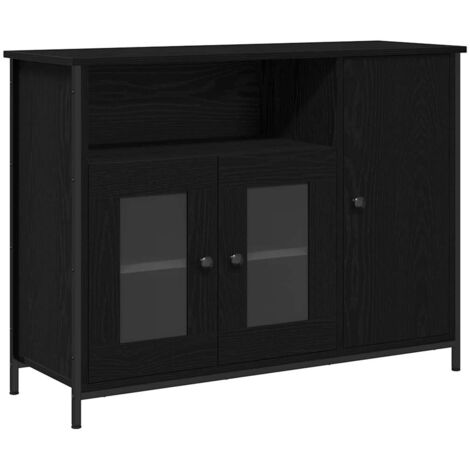 vidaXL Credenza Rovere nero 100 x 35 x 75 cm Legno multistrato