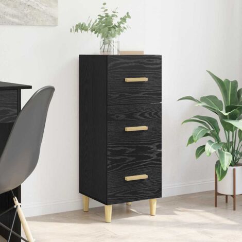 vidaXL Credenza Rovere nero 34.5 x 34 x 90 cm Legno multistrato