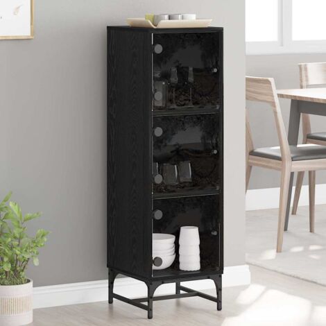 vidaXL Credenza Rovere nero 35 x 37 x 117 cm Legno multistrato