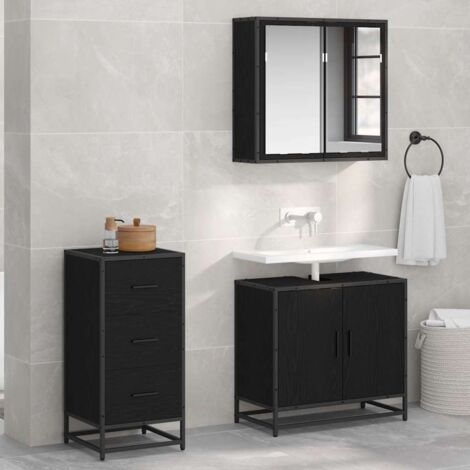 vidaXL Credenza Rovere nero 35,5 x 35 x 76 cm Legno multistrato
