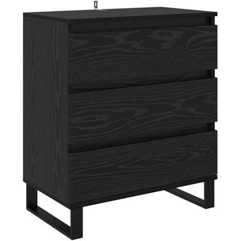 vidaXL Credenza Rovere Nero 60 x 35 x 70 cm Legno multistrato