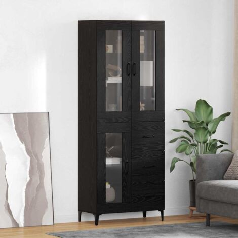 vidaXL Credenza Rovere Nero 69,5 x 34 x 180 cm Legno multistrato
