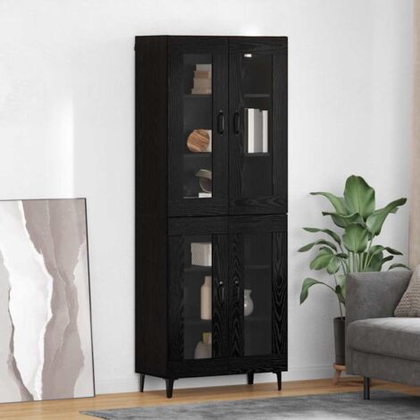 vidaXL Credenza Rovere Nero 69,5 x 34 x 180 cm Legno multistrato