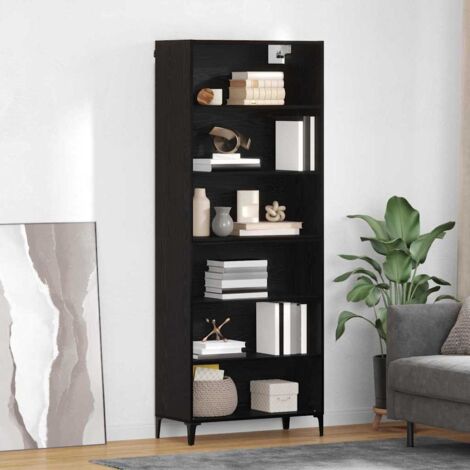 vidaXL Credenza Rovere Nero 69,5 x 34 x 180 cm Legno multistrato