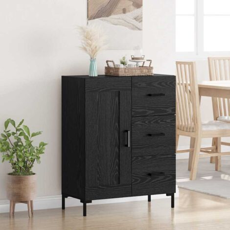 vidaXL Credenza Rovere nero 69.5 x 34 x 90 cm Legno multistrato