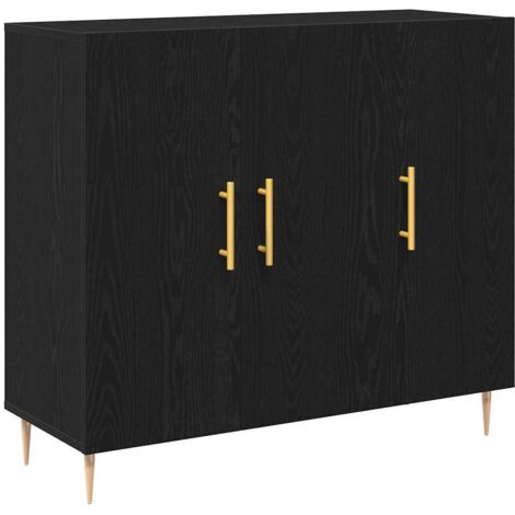 vidaXL Credenza Rovere nero 90 x 34 x 80 cm Legno multistrato