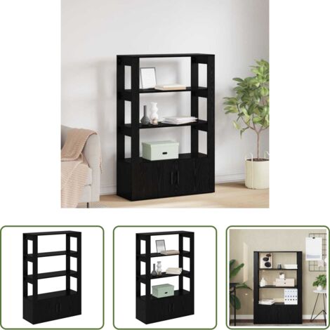 vidaXL Credenza Rovere Nero -  Credenza Rovere nero 30 x 80 x 119.5 cm Legno multistrato