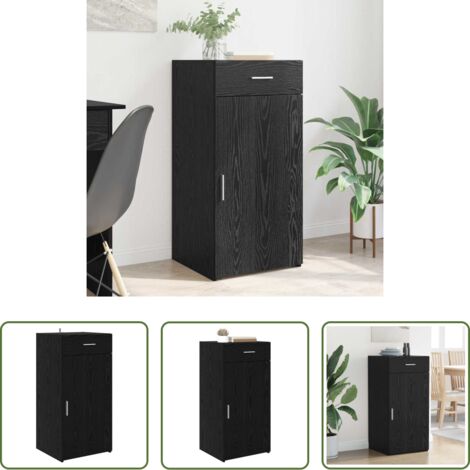 vidaXL Credenza Rovere Nero -  Credenza Rovere nero 45 x 42,5 x 93 cm Legno multistrato