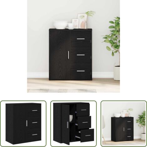 vidaXL Credenza rovere nero -  Credenza Rovere Nero 60 x 31 x 70 cm Legno multistrato