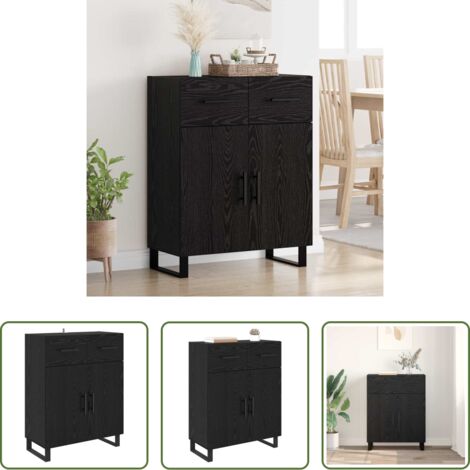 vidaXL Credenza Rovere Nero -  Credenza Rovere Nero 69,5 x 34 x 90 cm Legno multistrato