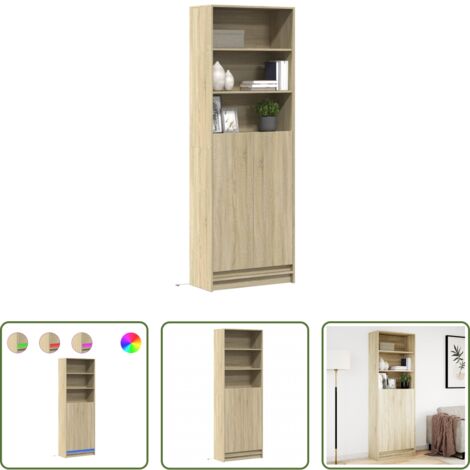 vidaXL Credenza Rovere Sonoma -  Credenza con LED Rovere Sonoma 69x32,5x200 cm in Truciolato