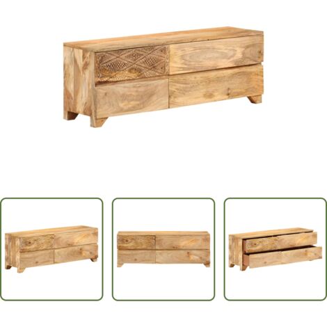 vidaXL Credenza TV -  Mobile Porta TV in Legno Massello di Mango 110x30x40 cm