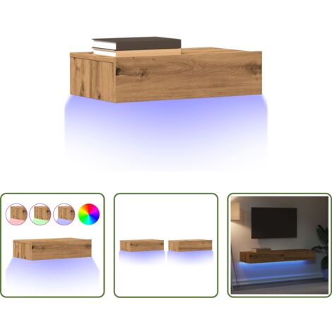 vidaXL Credenza TV -  Mobili Porta TV Luci LED 2 pz Rovere Artigianale 60x35x15,5 cm