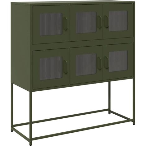 vidaXL Credenza Verde Oliva 100,5x39x107 cm Acciaio Laminato a Freddo