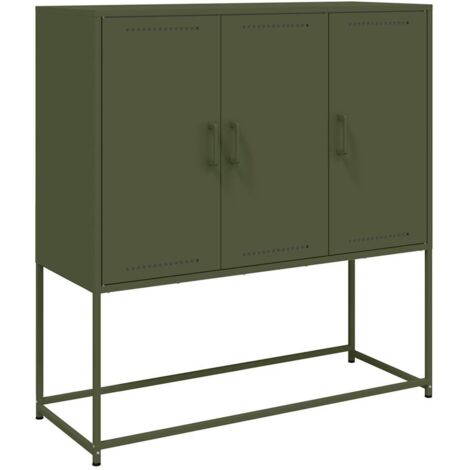 vidaXL Credenza Verde Oliva 100,5x39x107 cm in Acciaio