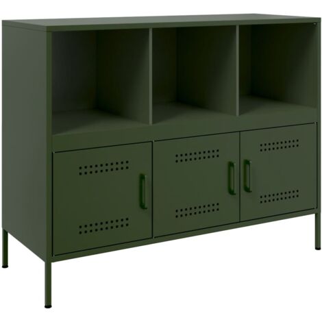 vidaXL Credenza Verde Oliva 100,5x39x79 cm in Acciaio