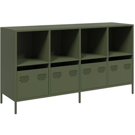 vidaXL Credenza Verde Oliva 135x39x73,5 cm Acciaio Laminato a Freddo