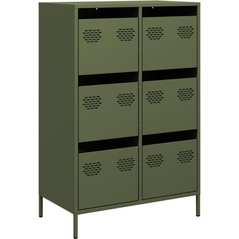 vidaXL Credenza Verde Oliva 68x39x101,5 cm in Acciaio
