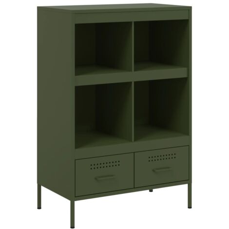 vidaXL Credenza Verde Oliva 68x39x101,5 cm in Acciaio