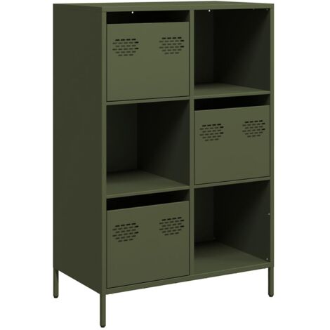 vidaXL Credenza Verde Oliva 68x39x103,5 cm in Acciaio