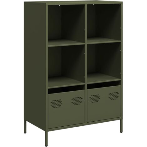 vidaXL Credenza Verde Oliva 68x39x103,5 cm in Acciaio