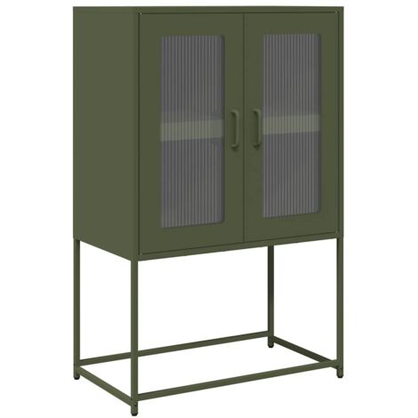 vidaXL Credenza Verde Oliva 68x39x107 cm in Acciaio