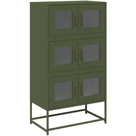 vidaXL Credenza Verde Oliva 68x39x123 cm in Acciaio