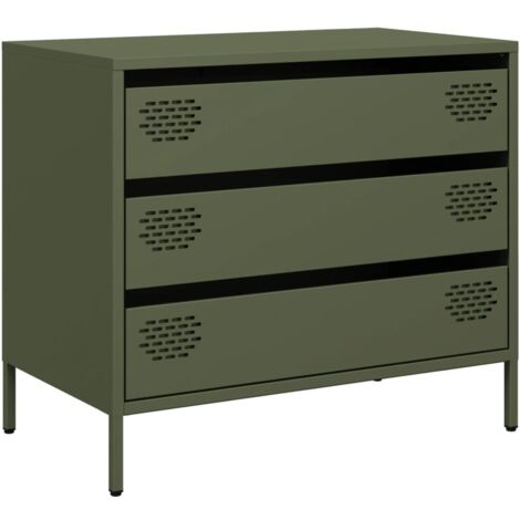 vidaXL Credenza Verde Oliva 68x39x58,5 cm in Acciaio Laminato a Freddo