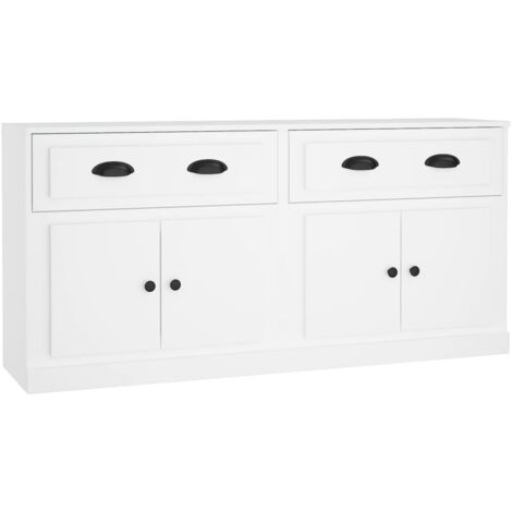 vidaXL Credenze 2 pz Bianche in Legno Multistrato