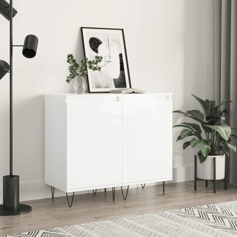 vidaXL Credenze 2 pz Bianco Lucido 40x35x70 cm in Legno Multistrato