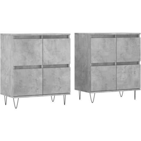 vidaXL Credenze 2 pz Grigio Cemento in Legno Multistrato