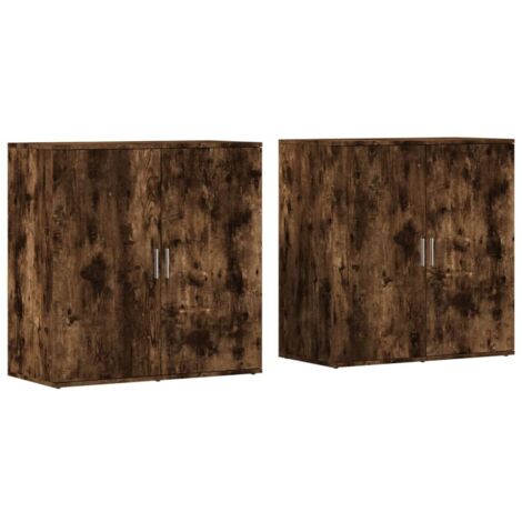 vidaXL Credenze 2 pz Rovere Fumo 79x38x80 cm in Legno Multistrato