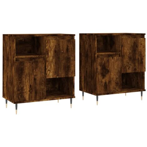 vidaXL Credenze 2 pz Rovere Fumo in Legno Multistrato