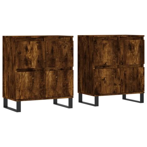 vidaXL Credenze 2 pz Rovere Fumo in Legno Multistrato