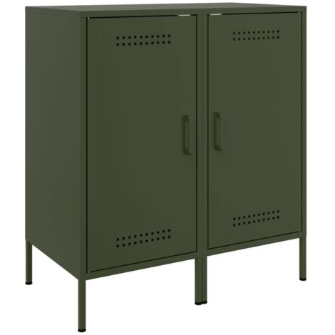 vidaXL Credenze 2 pz Verde Oliva 36x39x79 cm Acciaio