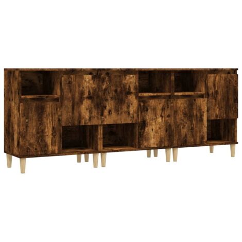 vidaXL Credenze 3pz Rovere Fumo 60x35x70 cm in Legno Multistrato