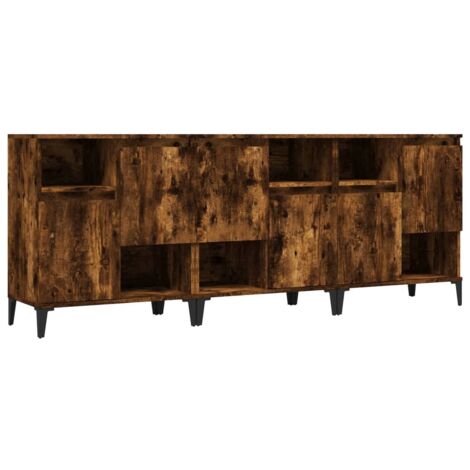 vidaXL Credenze 3pz Rovere Fumo 60x35x70 cm in Legno Multistrato