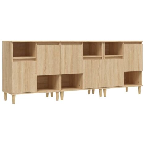 vidaXL Credenze 3pz Rovere Sonoma 60x35x70 cm in Legno Multistrato