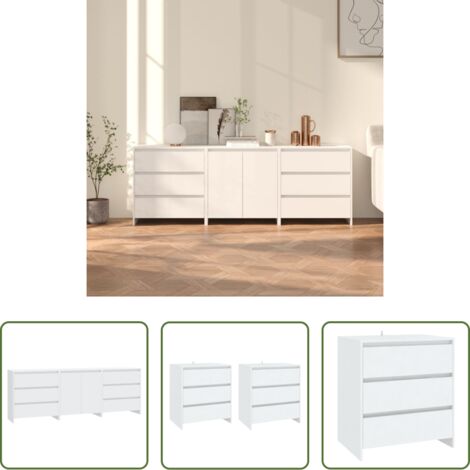 vidaXL Credenze con ante -  Credenze 3 pz Bianche in Legno Multistrato