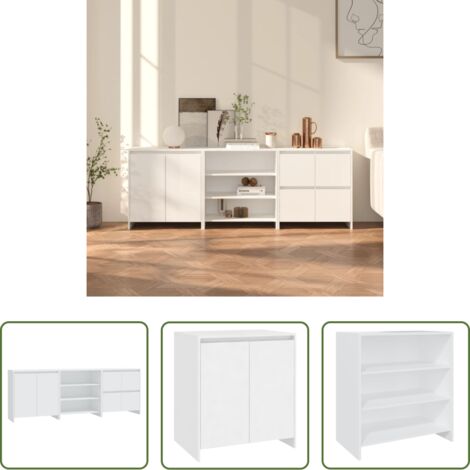vidaXL Credenze con ripiani -  Credenze 3 pz Bianche in Legno Multistrato