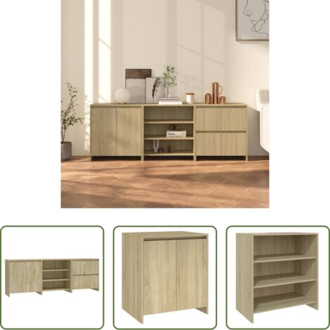 vidaXL Credenze con ripiani -  Credenze 3 pz Rovere Sonoma in Legno Multistrato