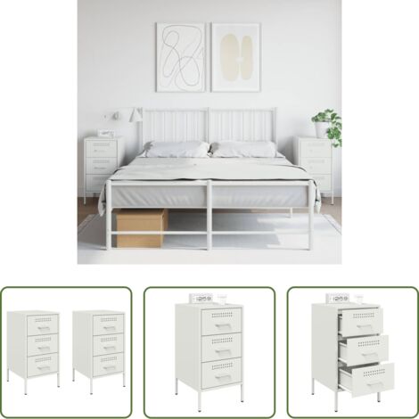 vidaXL Credenze in acciaio -  Comodini 2 pz Bianchi 36x39x68 cm in Acciaio