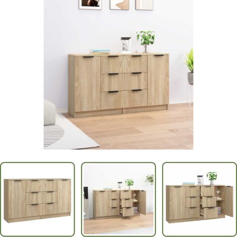 vidaXL Credenze in legno rovere - Credenze 2 pz Rovere Sonoma 60x30x70 cm in Legno Multistrato