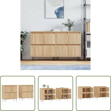 vidaXL Credenze in legno rovere - Credenze 2 pz Rovere Sonoma in Legno Multistrato