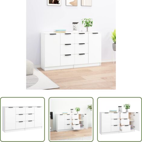 vidaXL Credenze multistrato -  Credenze 2 pz Bianche 60x30x70 cm in Legno Multistrato