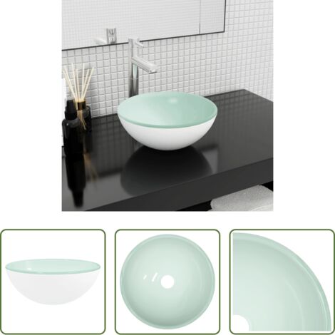 vidaXL Cristal templado -  Lavabo de vidrio templado blanco 30x12 cm