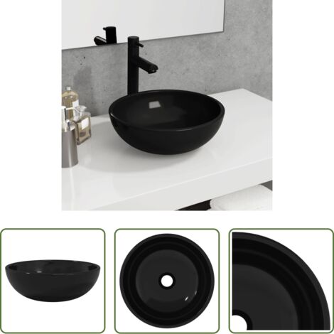 vidaXL Cristal templado -  Lavabo de vidrio templado negro 35x12 cm