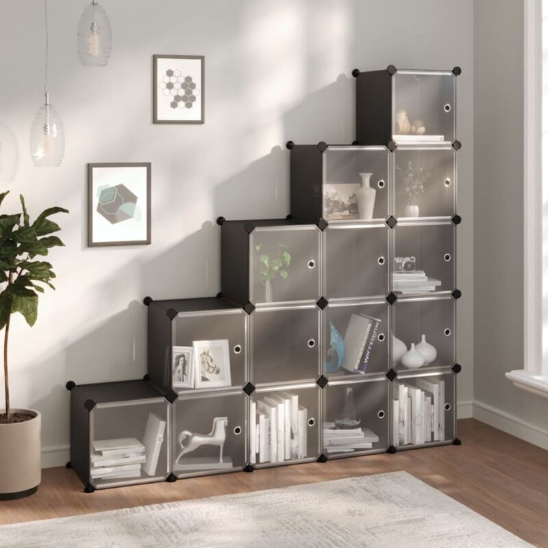 Vidaxl - Cubes de rangement 15 pcs avec portes Noir pp