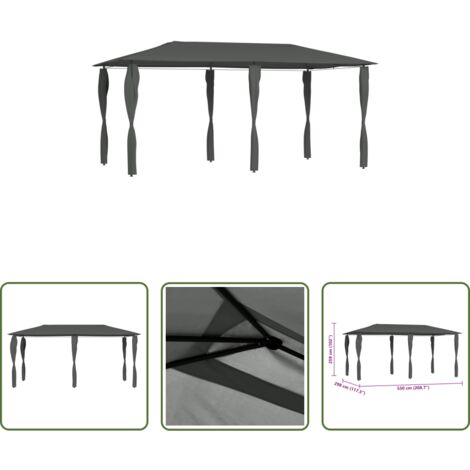 vidaXL Cubierta de poste -  Cenador con cubiertas postes antracita 2,98x5,3x2,59 m 160 g/m²